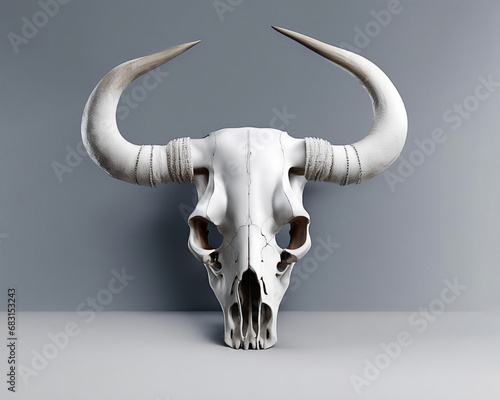 Bull's skull on a gray light background