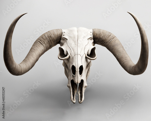 Bull's skull on a gray light background