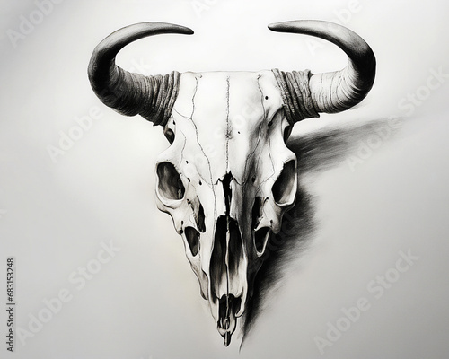 Bull's skull on a gray light background