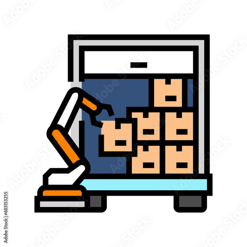 package loading autonomous delivery color icon vector. package loading autonomous delivery sign. isolated symbol illustration