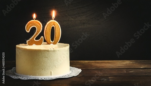 Candle on a cake alone - 20th anniversary