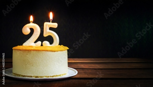 Candle on a cake alone - 25th anniversary