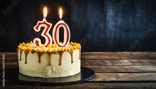 Candle on a cake alone - 30th anniversary photo
