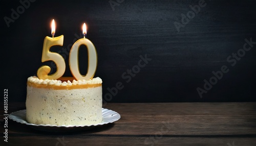 Candle on a cake alone - 50th anniversary