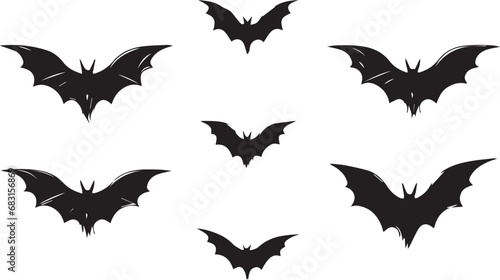 Set of Halloween bats silhouette vector