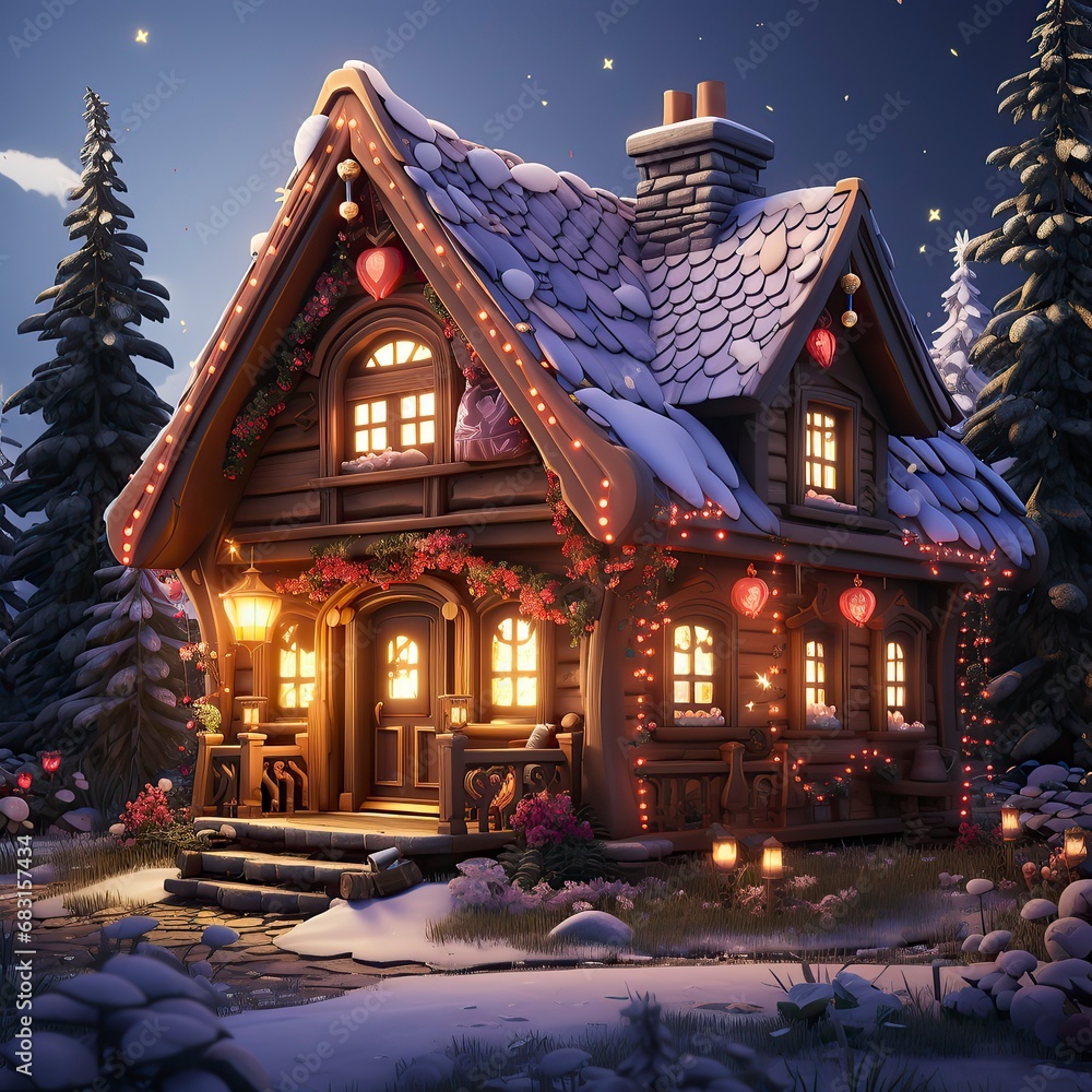 A winter fantasy scene that is magical and enchanting ,Winter Graphics, Winter Graphics image idea, Illustration