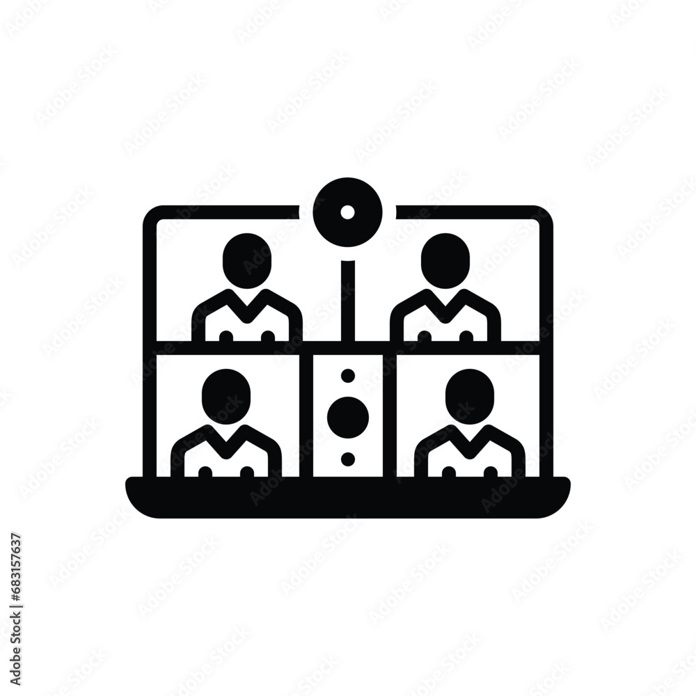 Black solid icon for online meeting Black solid icon for online meeting