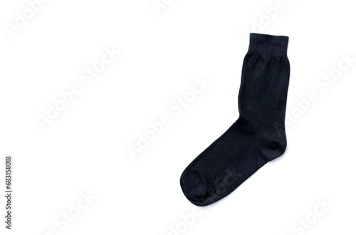 Black sock full of dust isolated on white background. After some edits.