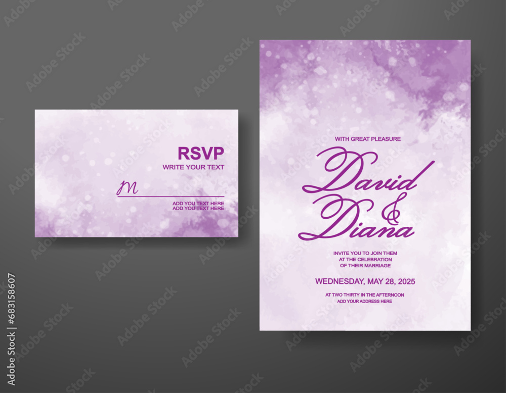 Wedding invitation with abstract watercolor background Wedding invitation with abstract watercolor background