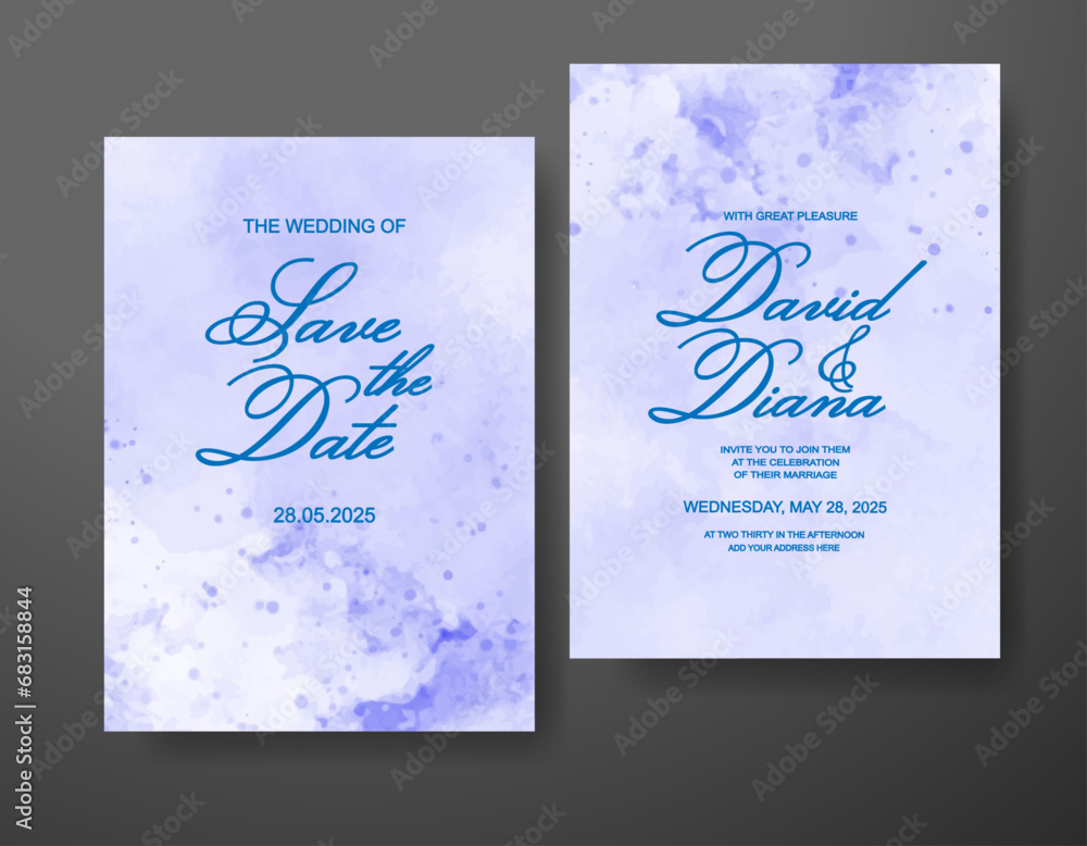 Obraz premium Wedding invitation with abstract watercolor background