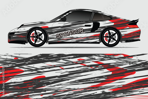 Car sticker design vector. Graphic abstract line racing background kit design for vehicle, race car, rally, adventure and livery wrapping © kang