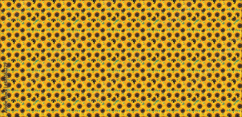 Vector A field of sunflowers vector simple 3d smooth cut isolated illustration