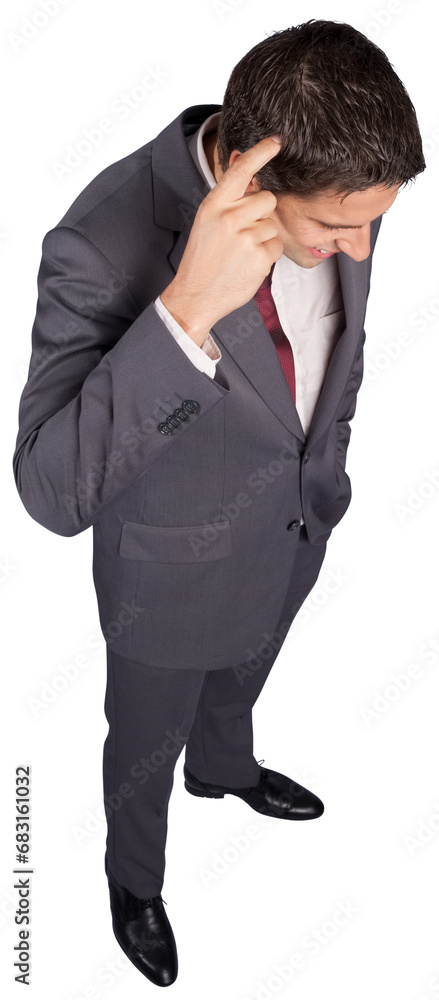 Digital png photo of thoughtful caucasian businessman on transparent background Digital png photo of thoughtful caucasian businessman on transparent background