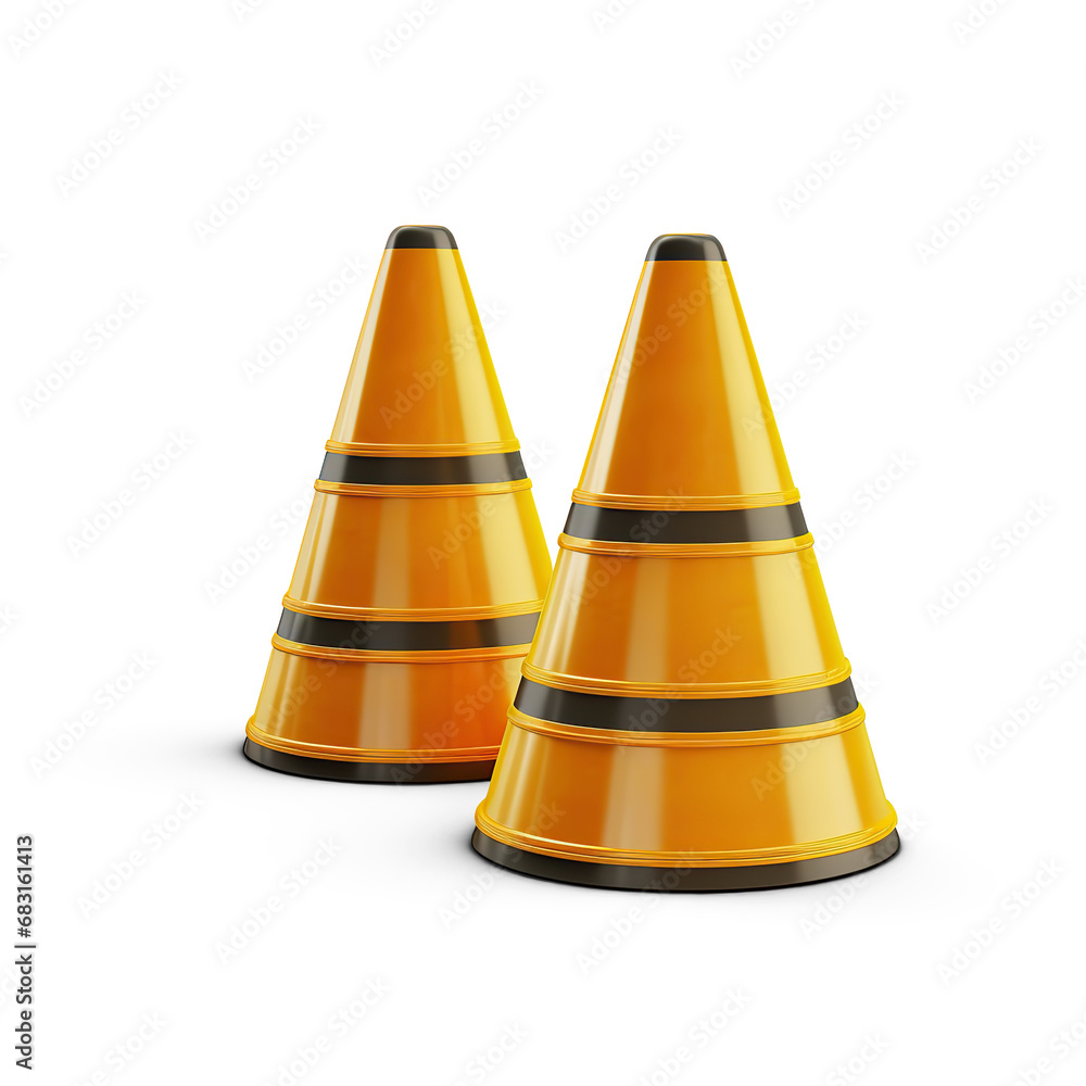 Road warning cones. Cut out on transparent Road warning cones. Cut out on transparent