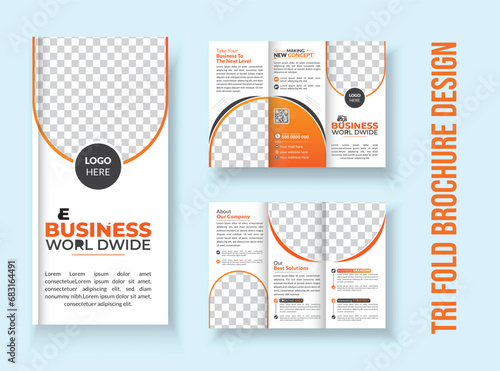 Corporate business trifold brochure design template with modern and creative design in A4 size. simple and minimalistic promotional layout.

