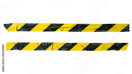 Distressed yellow and black barricade tape photo
