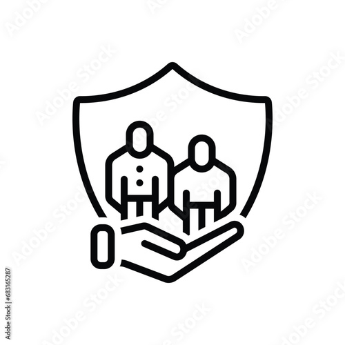 Black line icon for social security 