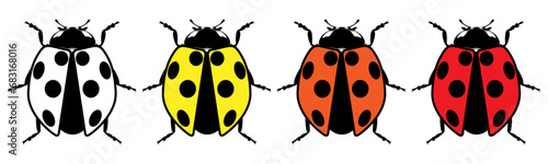 Cute ladybug or ladybird simple flat design red and black. Vector illustration on white background