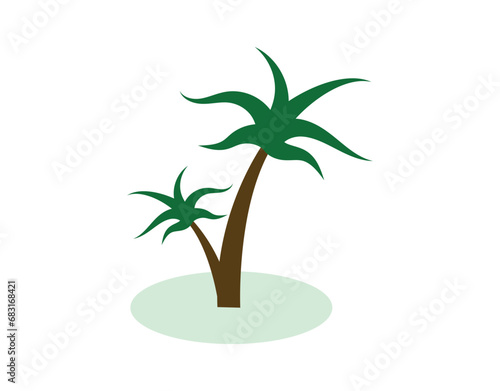 coconut tree logo design on the beach