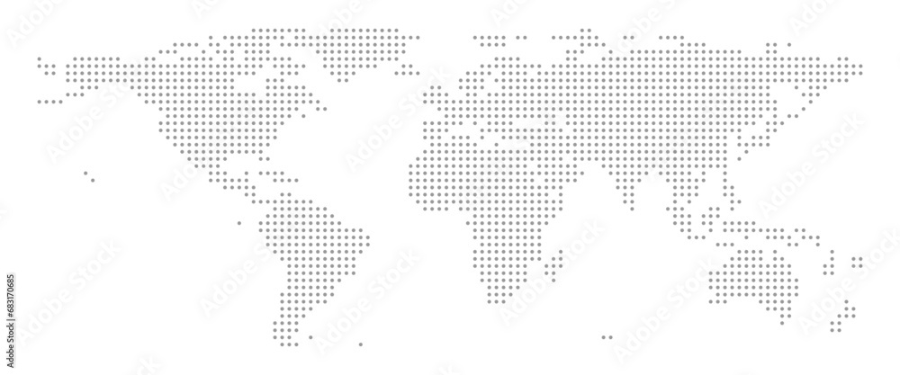 Obraz premium Grey dotted world map. Vector Design Illustration.