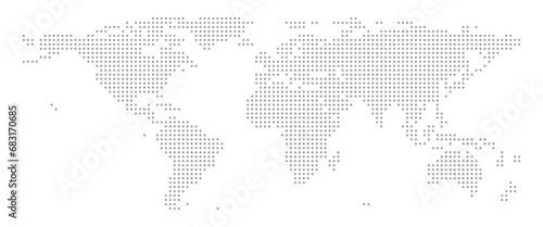 Grey dotted world map. Vector Design Illustration. photo