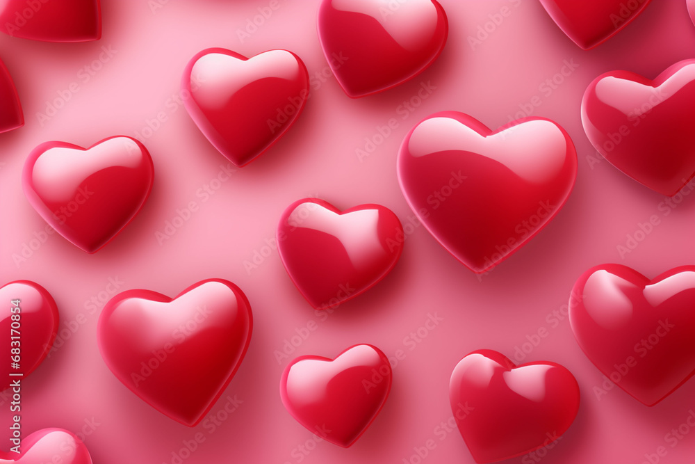 Festive seamless pattern. Red balloons heart-shaped on a pink background. Festive seamless pattern. Red balloons heart-shaped on a pink background.