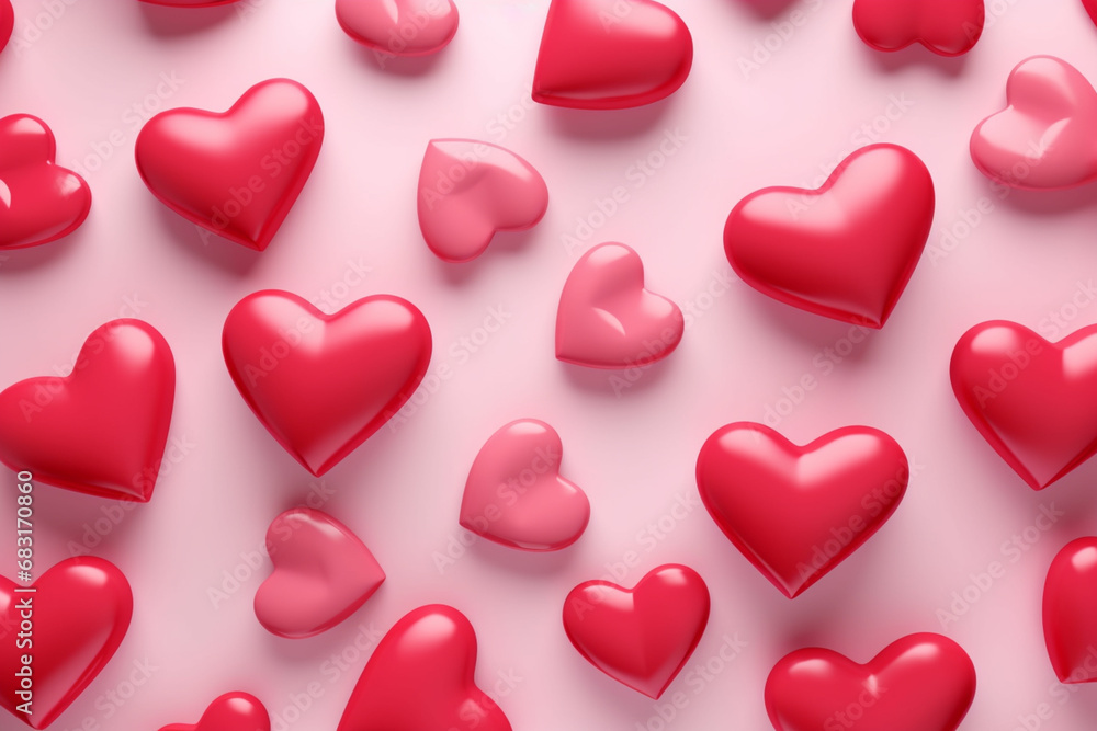 Festive seamless pattern. Red balloons heart-shaped on a pink background. Festive seamless pattern. Red balloons heart-shaped on a pink background.