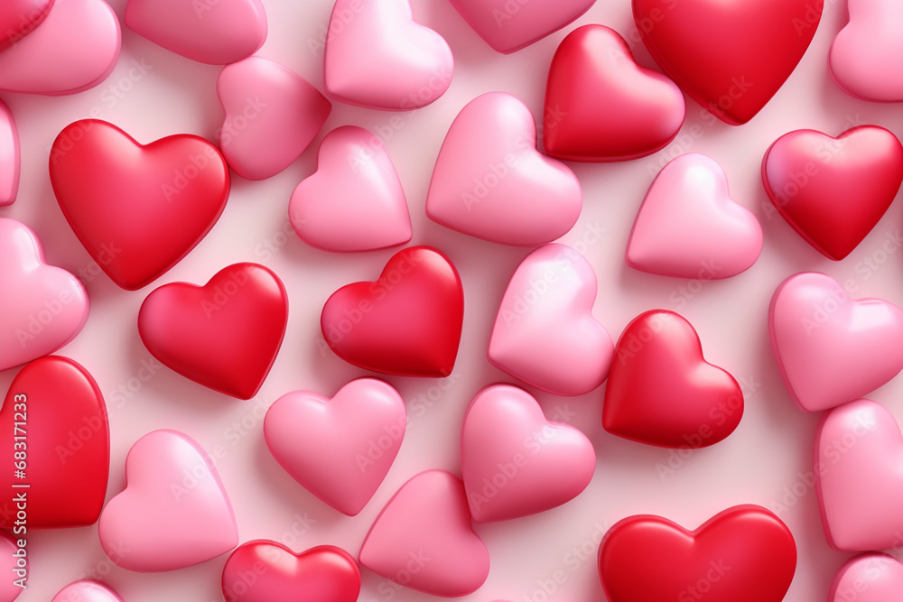 Festive seamless pattern. Red balloons heart-shaped on a pink background. Festive seamless pattern. Red balloons heart-shaped on a pink background.