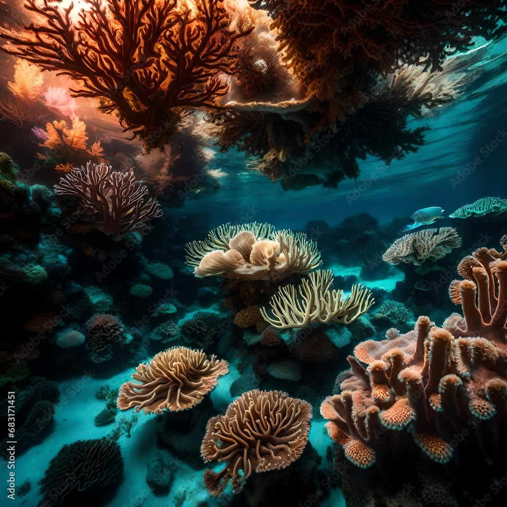 coral reef and coral undersea scene coral reef and coral undersea scene