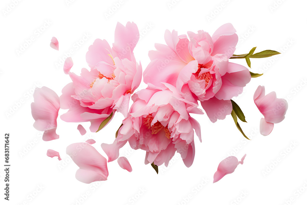 pink peony flowers isolated