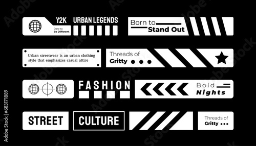 Slogan strip for design. With Street, Urban, Hip Hop and Y2K Style. Suitable for screen printing designs for t-shirts, hoodies, jackets and others