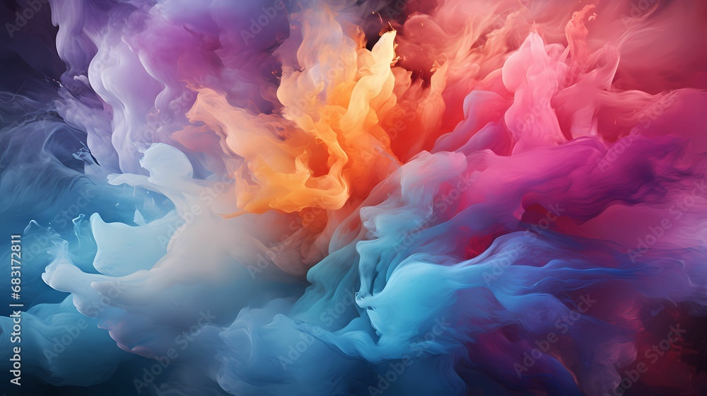 A vibrant abstract wallpaper featuring swirling clouds of color reminiscent of a nebula, creating a dreamy and otherworldly atmosphere