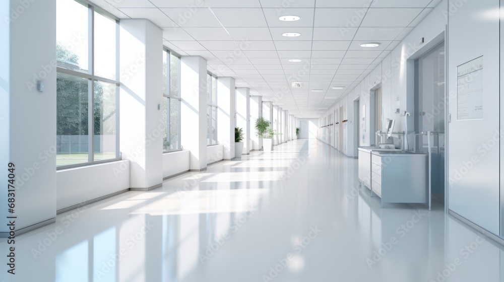 Clean Interior of hospital white tone background. Clean Interior of hospital white tone background.
