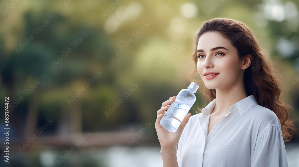Active Lifestyle Fit Young Woman Hydrating with a Bottle of Water Outdoors Generative AI Active Lifestyle Fit Young Woman Hydrating with a Bottle of Water Outdoors Generative AI