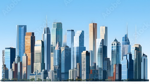 Panoramic View of Majestic City Skyline with Towering Skyscrapers and Urban Landscape in the Background Generative AI