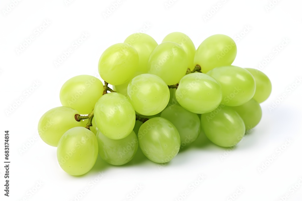 Freshly Picked Green Grapes Arranged Neatly on a White Background for a Healthy and Refreshing Snack Generative AI Freshly Picked Green Grapes Arranged Neatly on a White Background for a Healthy and Refreshing Snack Generative AI