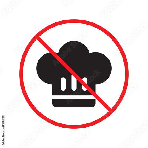 Forbidden chef cap vector icon. Warning, caution, attention, restriction, label, ban, danger. No chef cap flat sign design pictogram symbol. No chef cap icon UX UI icon