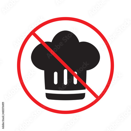 Forbidden chef cap vector icon. Warning, caution, attention, restriction, label, ban, danger. No chef cap flat sign design pictogram symbol. No chef cap icon UX UI icon