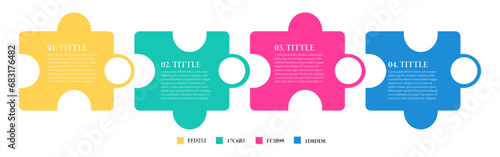 puzzle infographic, flow chart process for presentation