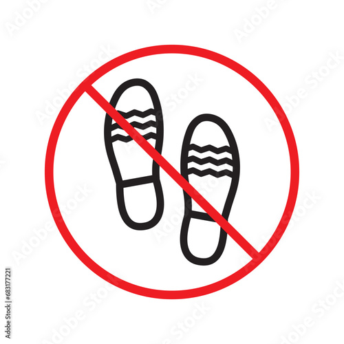 Forbidden foot step vector icon. Warning, caution, attention, restriction, label, ban, danger. No foot steps flat sign design pictogram symbol. No foot step icon UX UI icon