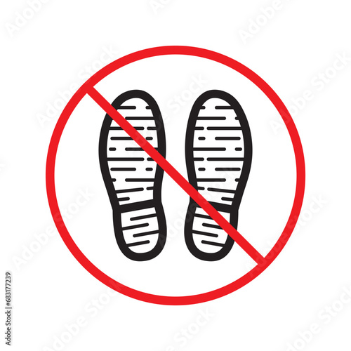 Forbidden foot step vector icon. Warning, caution, attention, restriction, label, ban, danger. No foot steps flat sign design pictogram symbol. No foot step icon UX UI icon