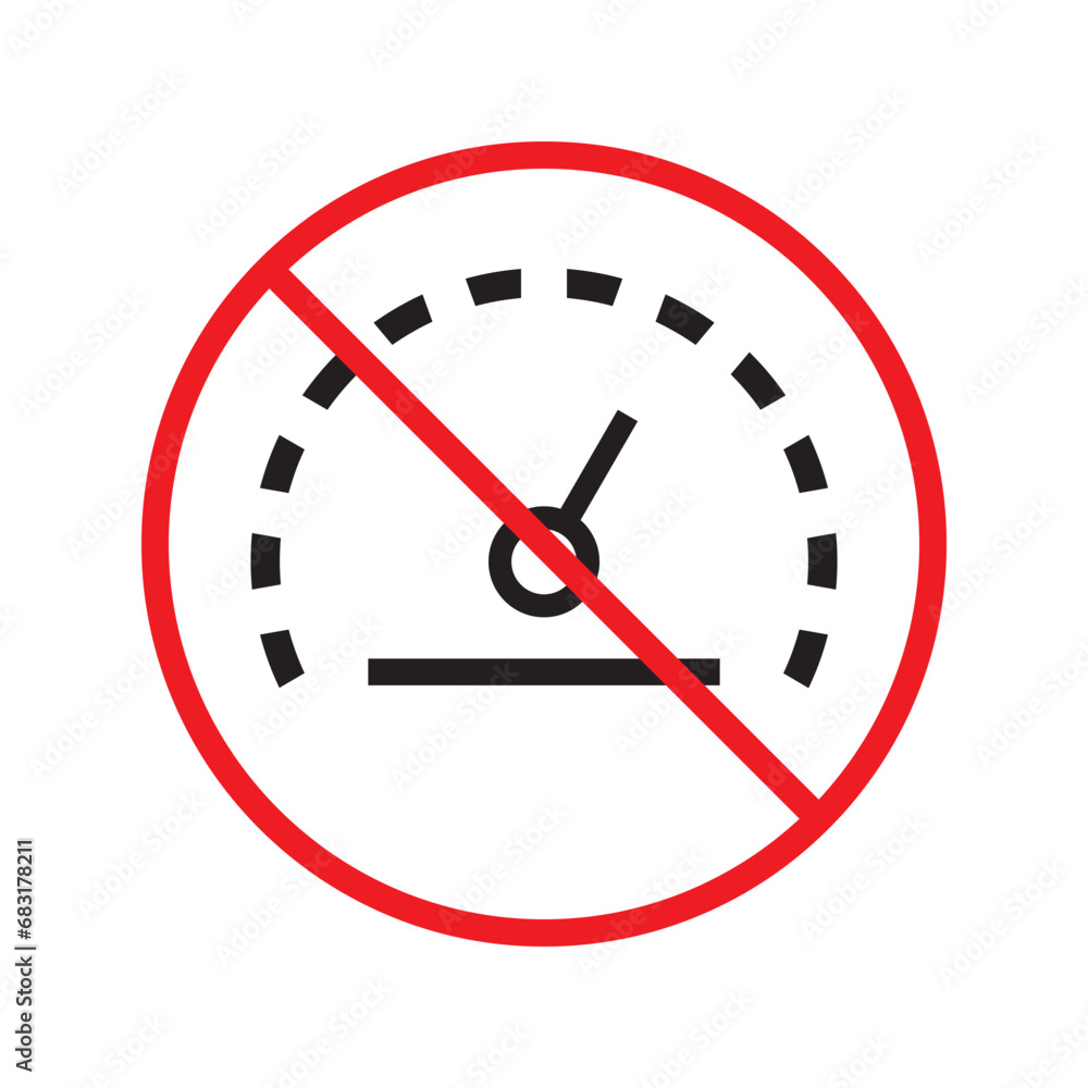 Forbidden Prohibited Warning, caution, attention, restriction label danger. Vector meter flat icon. Gauge vector icon. Do not use Speedometer measurement sign. Gauge symbol pictogram UX UI Forbidden Prohibited Warning, caution, attention, restriction label danger. Vector meter flat icon. Gauge vector icon. Do not use Speedometer measurement sign. Gauge symbol pictogram UX UI