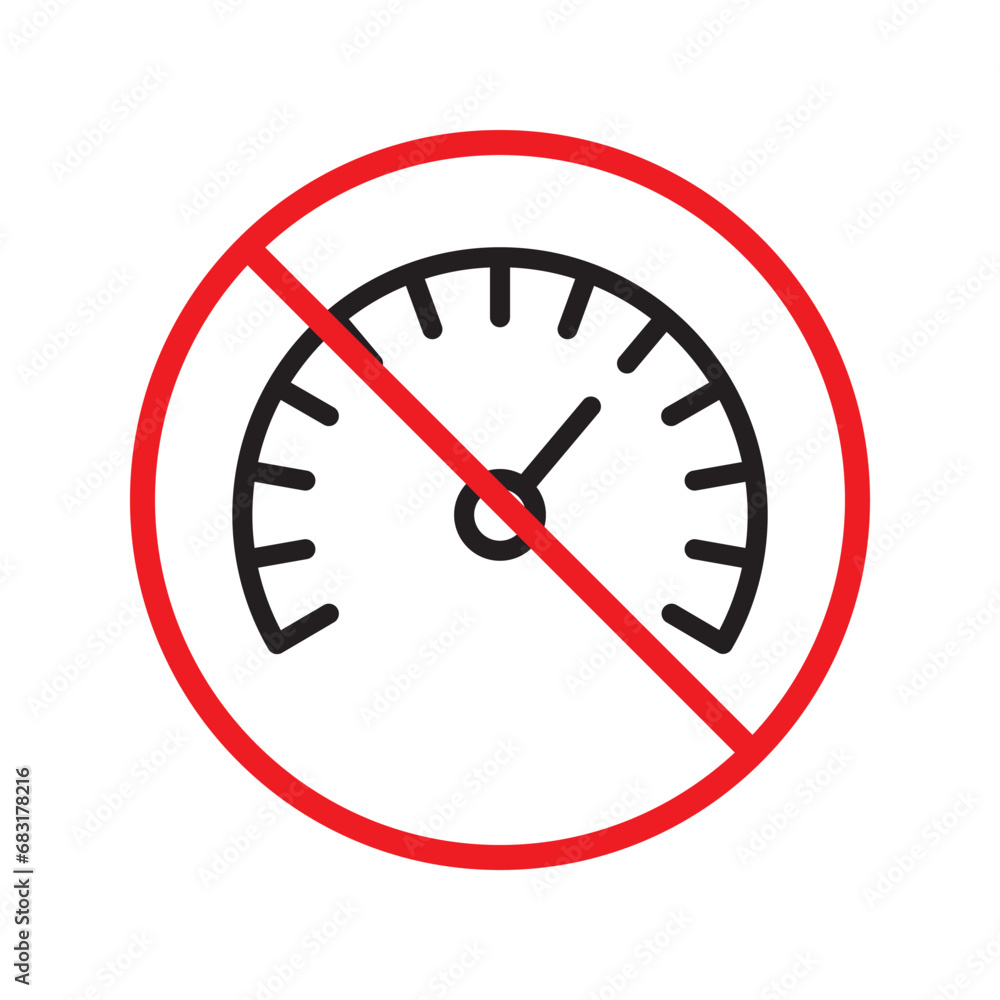 Forbidden Prohibited Warning, caution, attention, restriction label danger. Vector meter flat icon. Gauge vector icon. Do not use Speedometer measurement sign. Gauge symbol pictogram UX UI Forbidden Prohibited Warning, caution, attention, restriction label danger. Vector meter flat icon. Gauge vector icon. Do not use Speedometer measurement sign. Gauge symbol pictogram UX UI