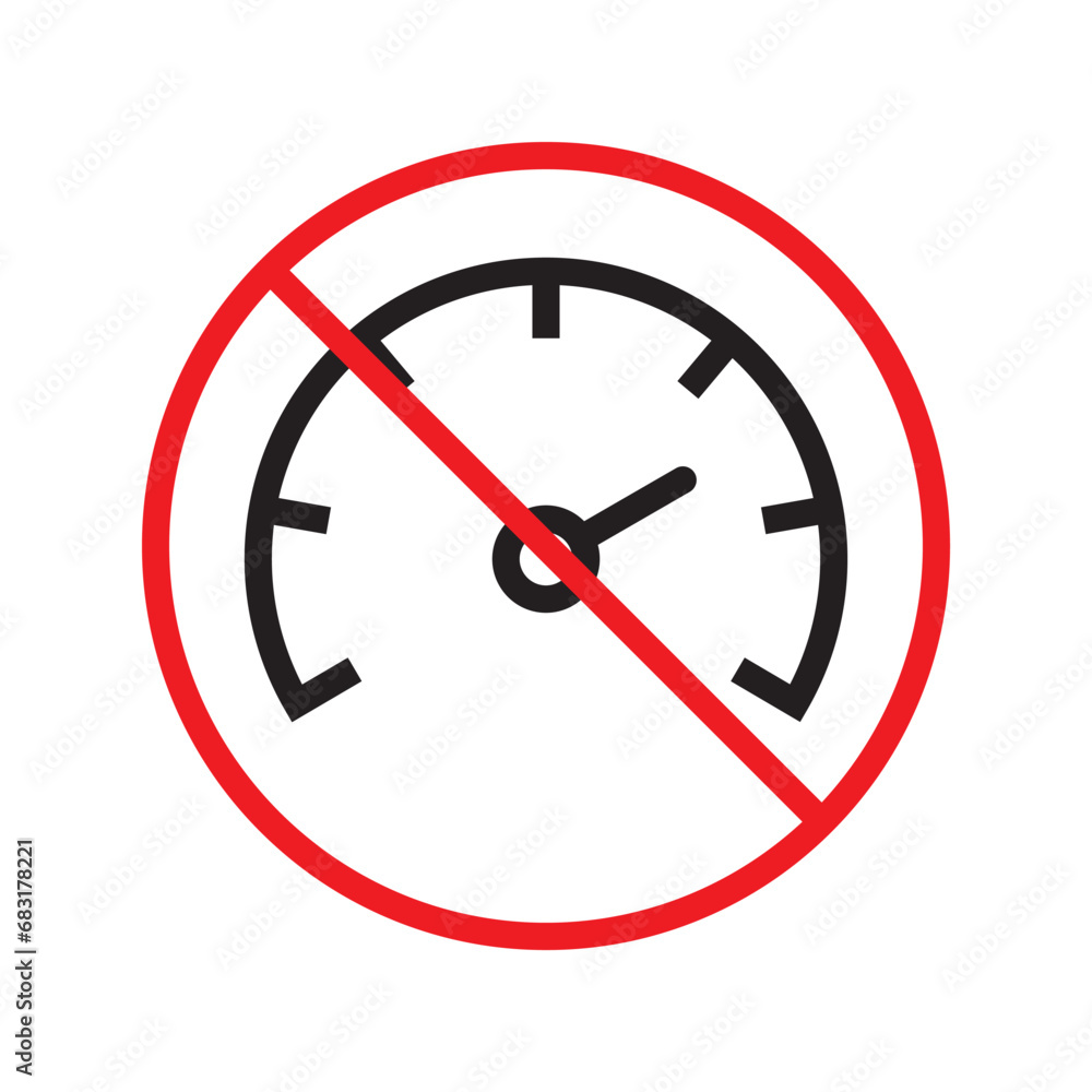 Forbidden Prohibited Warning, caution, attention, restriction label danger. Vector meter flat icon. Gauge vector icon. Do not use Speedometer measurement sign. Gauge symbol pictogram UX UI Forbidden Prohibited Warning, caution, attention, restriction label danger. Vector meter flat icon. Gauge vector icon. Do not use Speedometer measurement sign. Gauge symbol pictogram UX UI