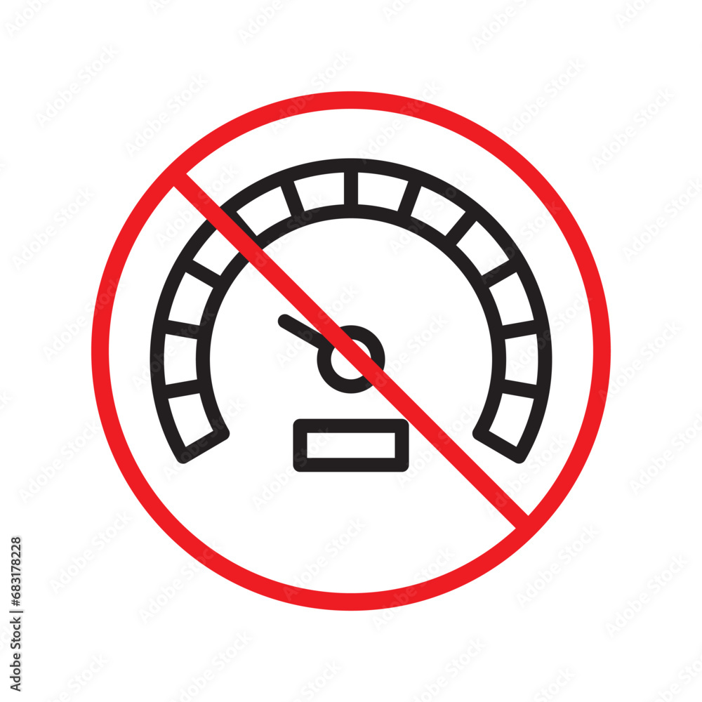 Forbidden Prohibited Warning, caution, attention, restriction label danger. Vector meter flat icon. Gauge vector icon. Do not use Speedometer measurement sign. Gauge symbol pictogram UX UI