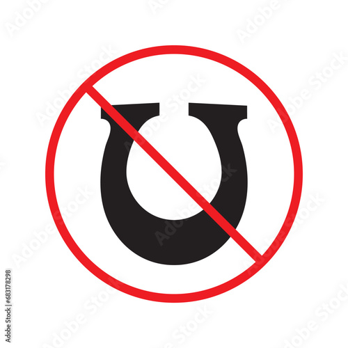 Forbidden magnet vector icon. Warning, caution, attention, restriction, label, ban, danger. No magnet attraction flat sign design pictogram symbol. No magnet icon UX UI icon