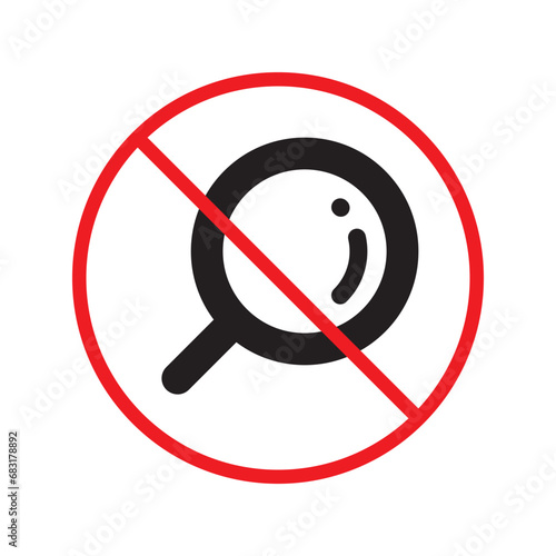 Free Download Forbidden loupe vector icon. Warning, caution, attention, restriction, label, ban, danger. No magnifier flat sign design pictogram symbol. No zoom find search look icon UX UI icon - GFXLoad