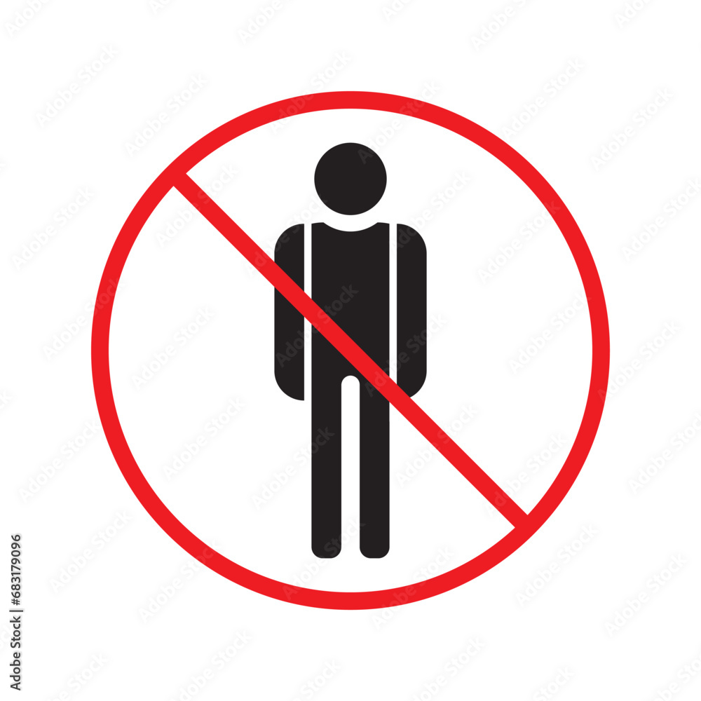 Forbidden people vector icon. Warning, caution, attention, restriction, label, ban, danger. No human men flat sign design pictogram symbol. No man icon. UX UI icon Forbidden people vector icon. Warning, caution, attention, restriction, label, ban, danger. No human men flat sign design pictogram symbol. No man icon. UX UI icon