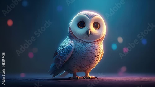 Cute baby owl. Created with Generative AI. photo