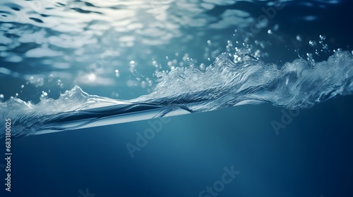 Powerful Ocean Wave with Blue Background - Stunning Nature Photography for Design Projects Generative AI